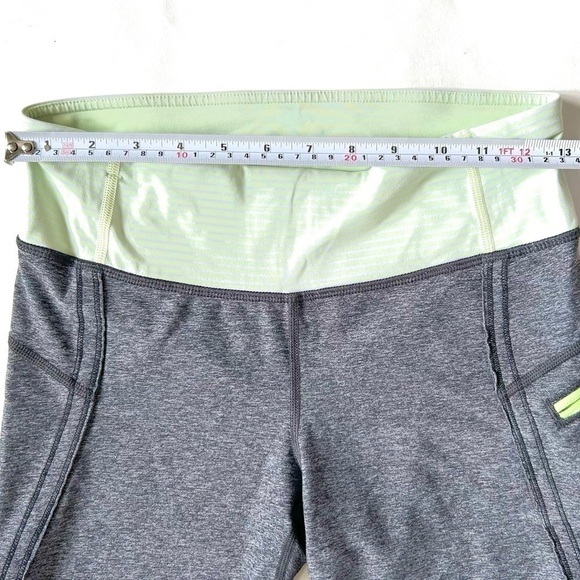Lululemon Run a Marathon Crop grey green band pocket size 6 leggings pants - Picture 2 of 9